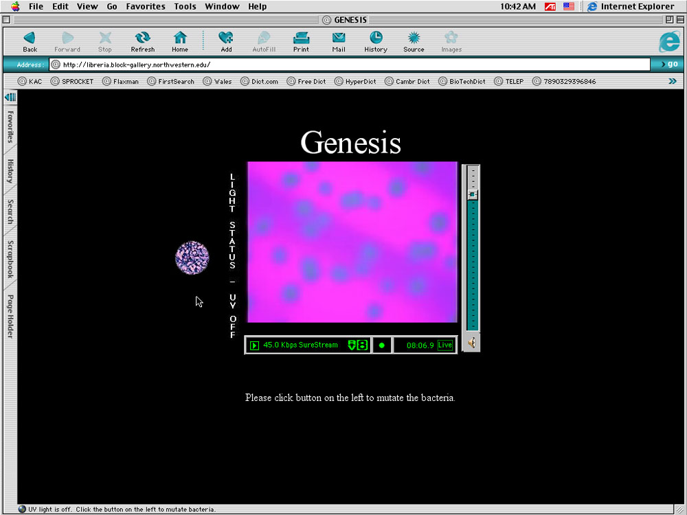 Screen shot of the Genesis web interface